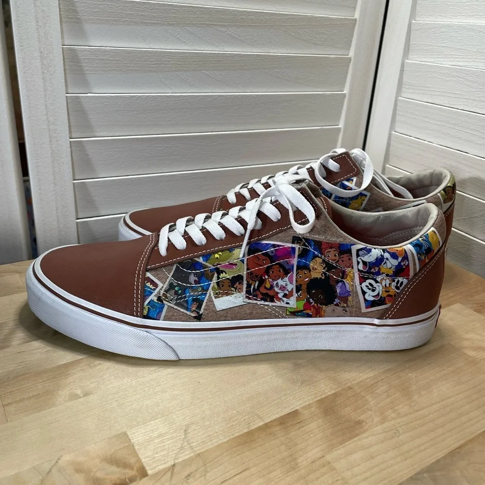 Vans x Disney Old Skool Scrapbook Brown and White Graphic Sneakers